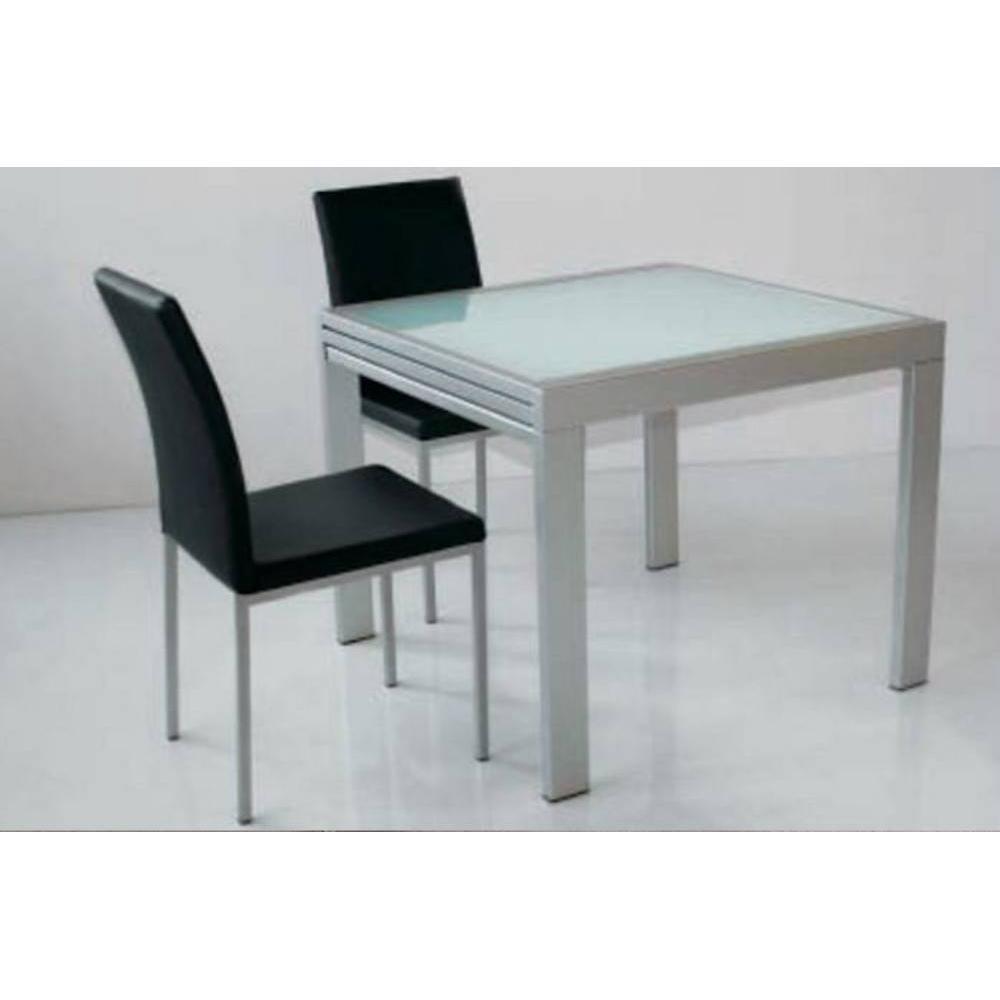 Table repas extensible SPACE en verre piétement aluminium 120 cm