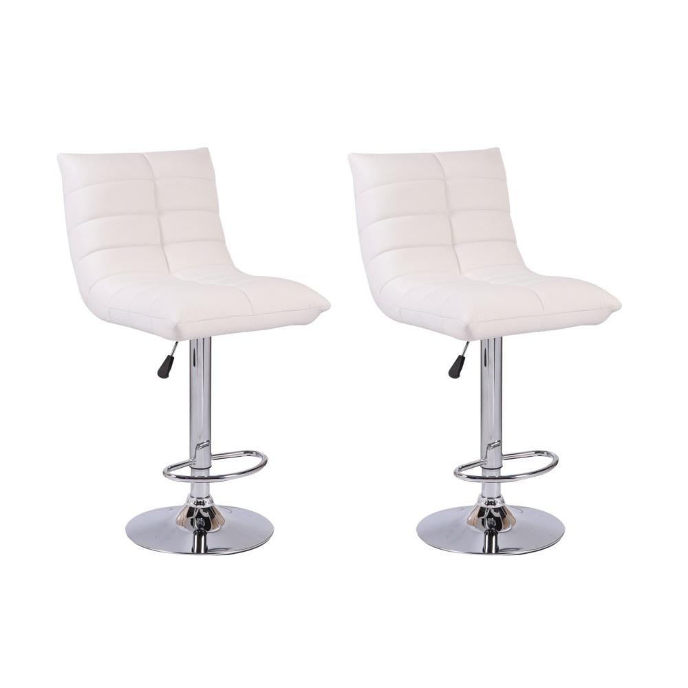 Chaise de bar design, tendance & rétro au meilleur prix, Lot de 2 chaises de  Bar COOL en tissu enduit polyuréthane revêtement polyuréthane façon cuir  blanc