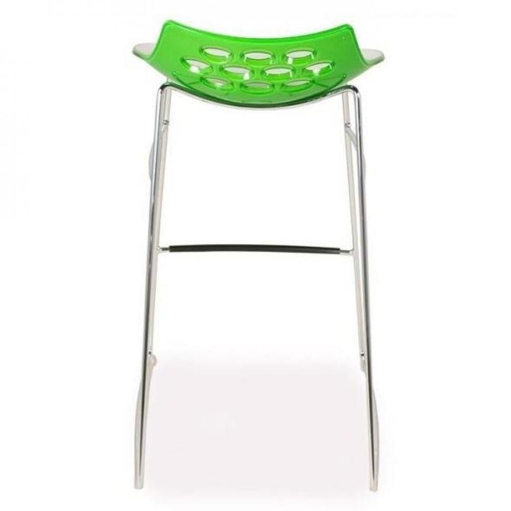Tabouret de bar design JAM  piétement luge assise vert et blanc