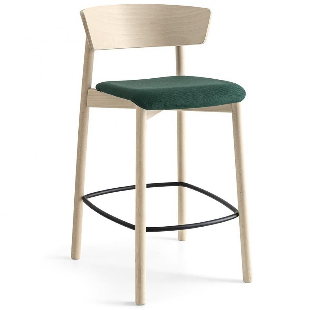 Tabouret  CLELIA structure bois assise tapissé 