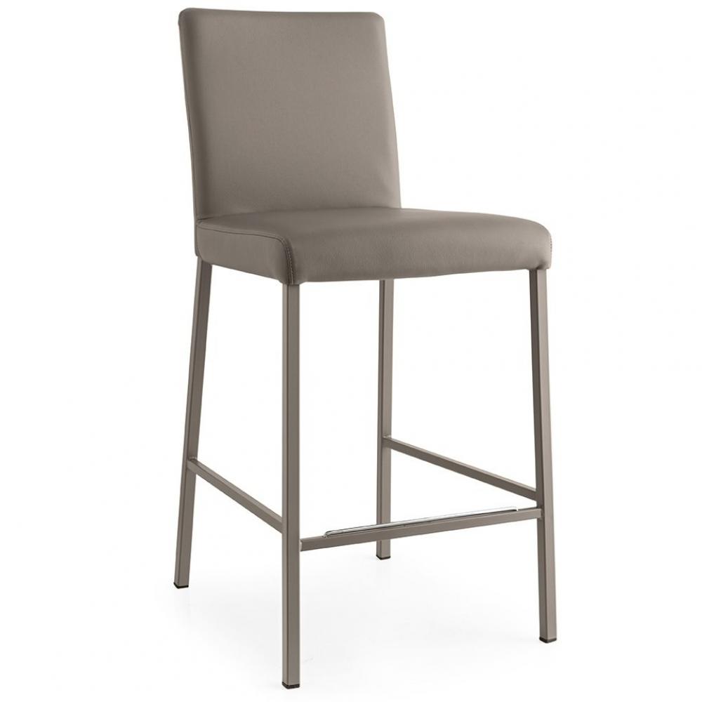 Tabouret GARDA structure métal assise aspect cuir 