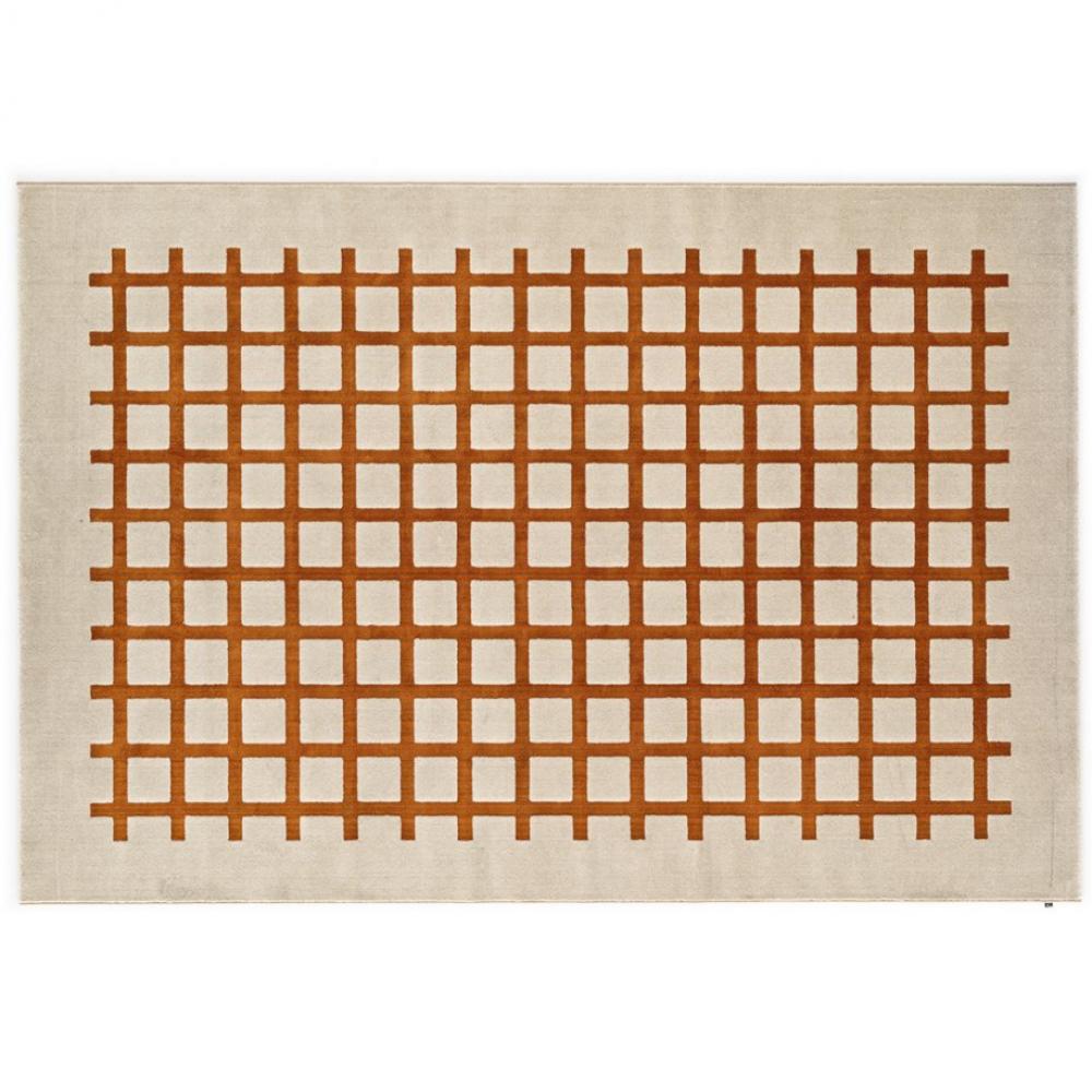 Tapis de sol rectangulaire 300 x 200 cm CEK fibre synthétique fond beige motif safran