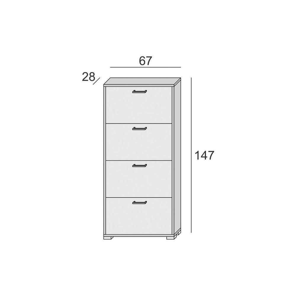 Meuble à chaussures MILA structure blanc façade ciment 4 portes