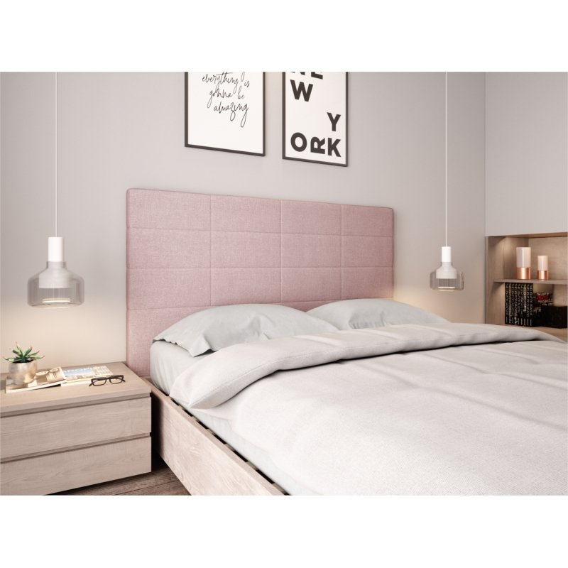 Tête de lit MONA quadrillé rose 140 x 120cm 