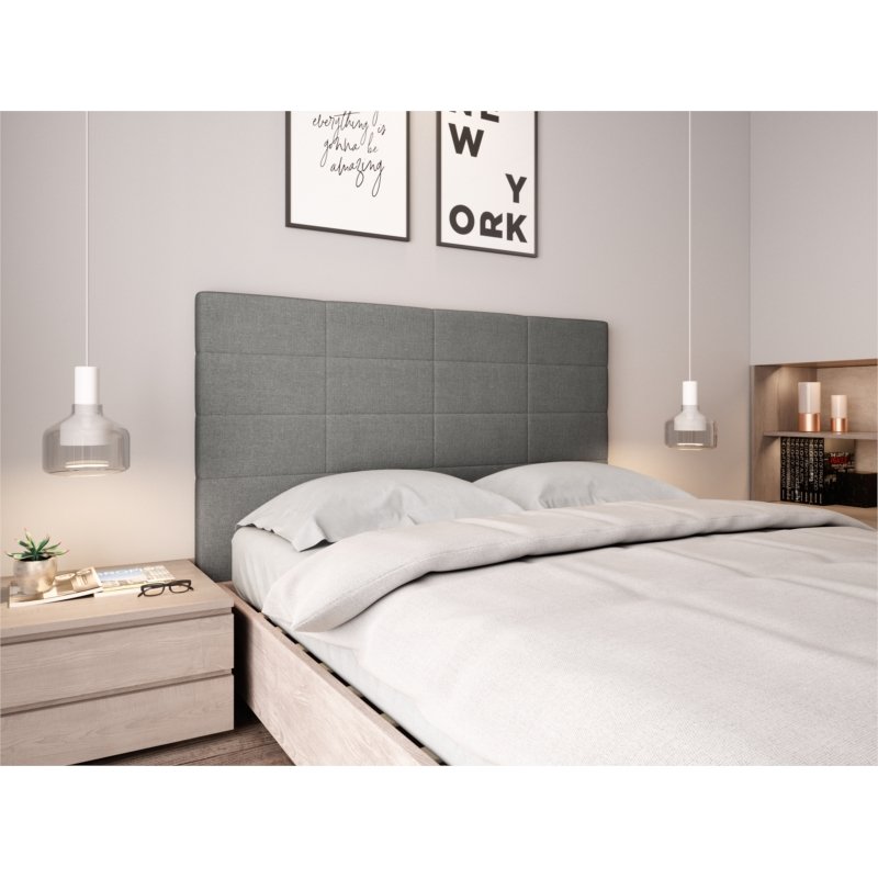 Tête de lit MONA quadrillé gris 160 x 120cm 