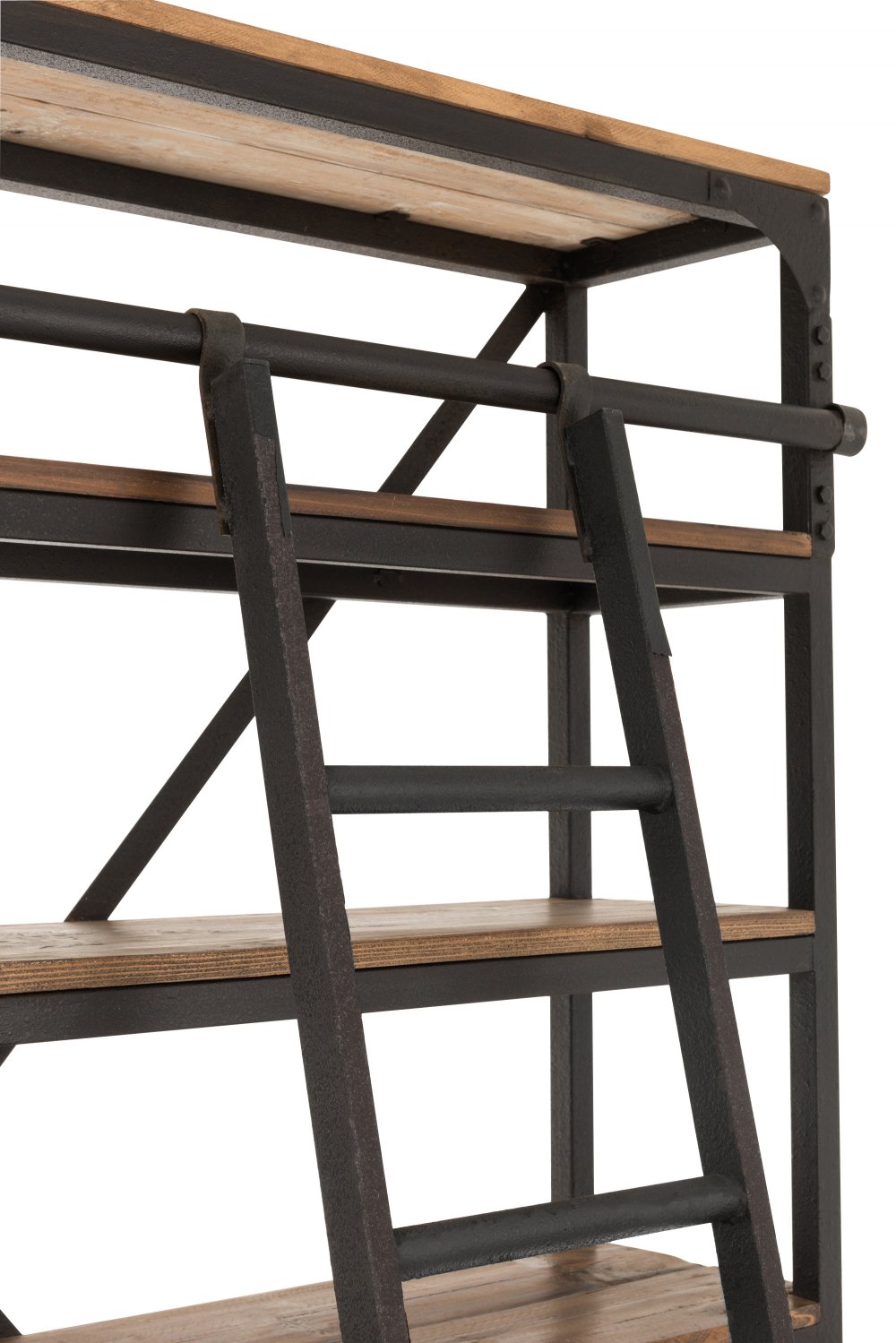 Étagère sur pied en métal et bois avec 4 étagères modèle marron