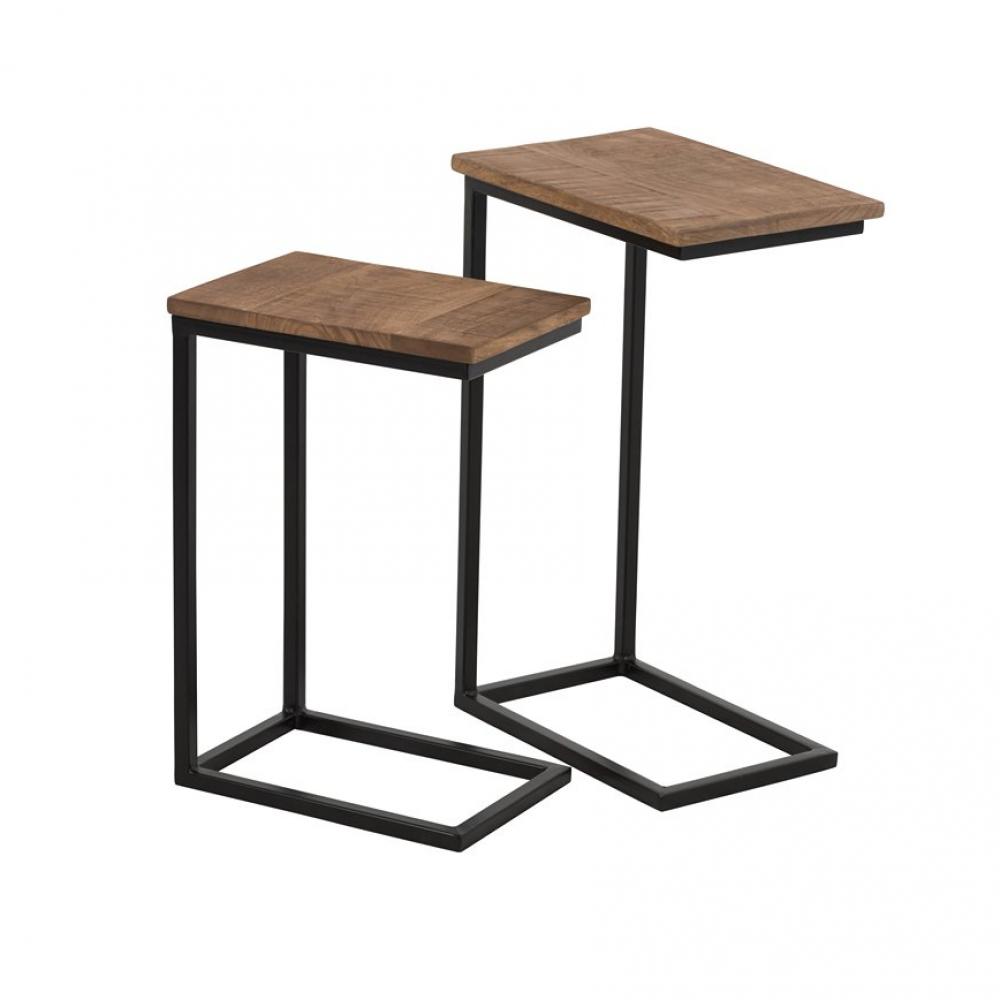 Set de 2 tables gigognes USTI Métal / Bois naturel