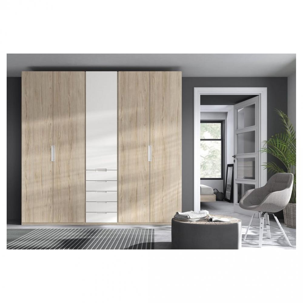 Armoire 225,4 x 240 cm 5 portes 5 tiroirs caisse Habana façade Habana Blanc laquée