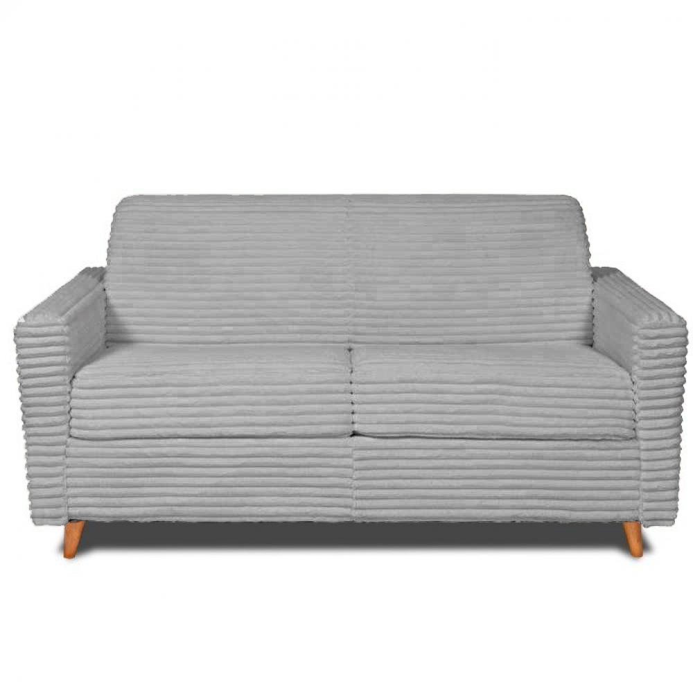 Canapé VIRGOLA convertible express matelas 16 cm sommier métal 140 cm velours cotelé zoom gris