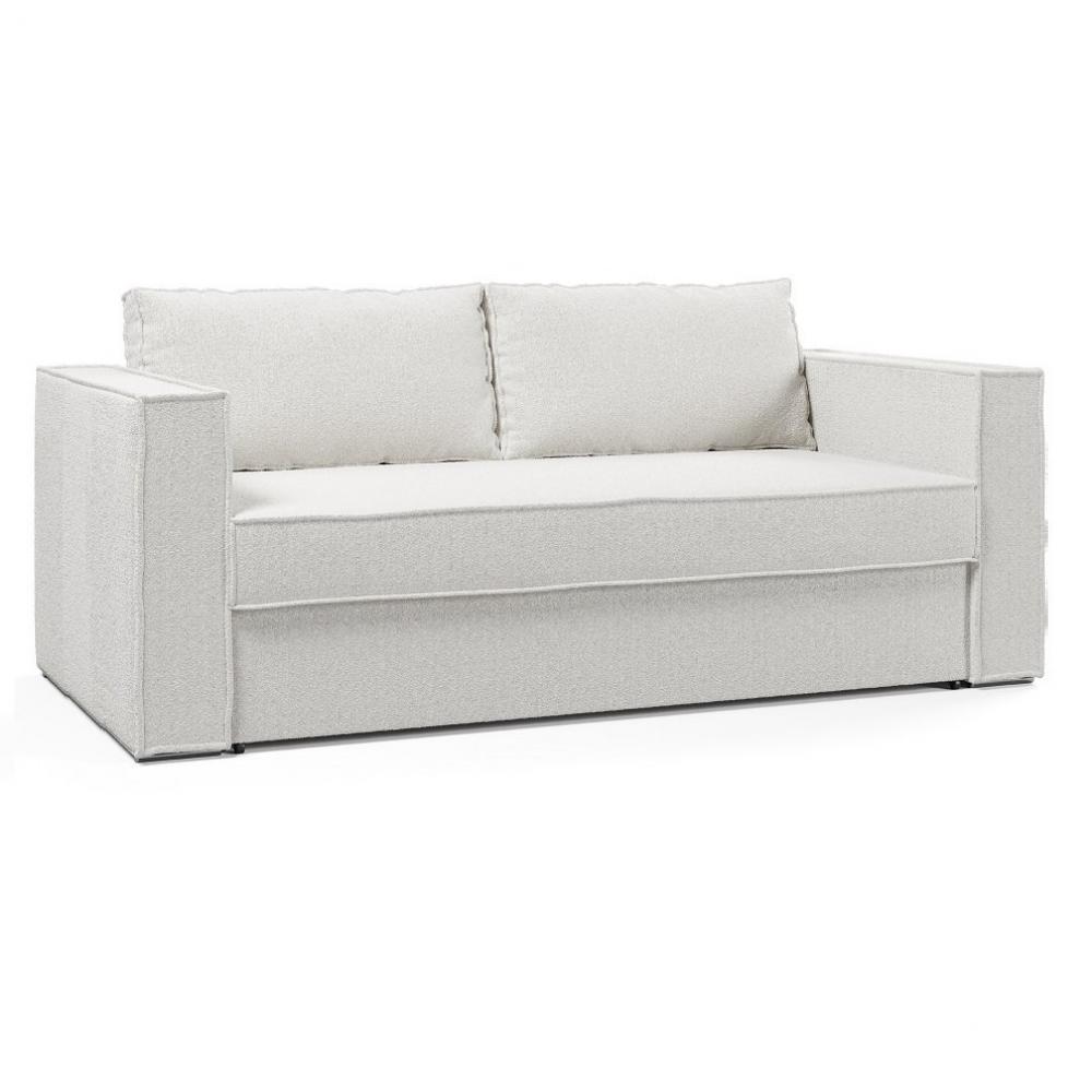 Canapé convertible express 120 ANTIBES matelas mémory 22 cm sommier lattes bouclette ivoire