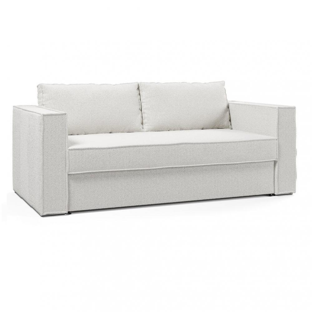 Canapé convertible express 120 ANTIBES matelas mémory 22 cm sommier métal bouclette ivoire