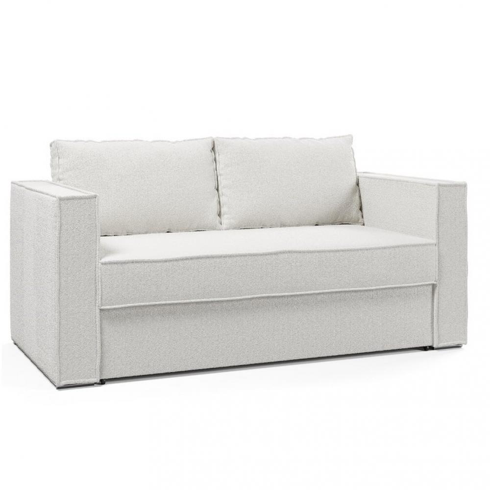 Canapé convertible express 140 ANTIBES matelas mémory 22 cm sommier lattes bouclette ivoire