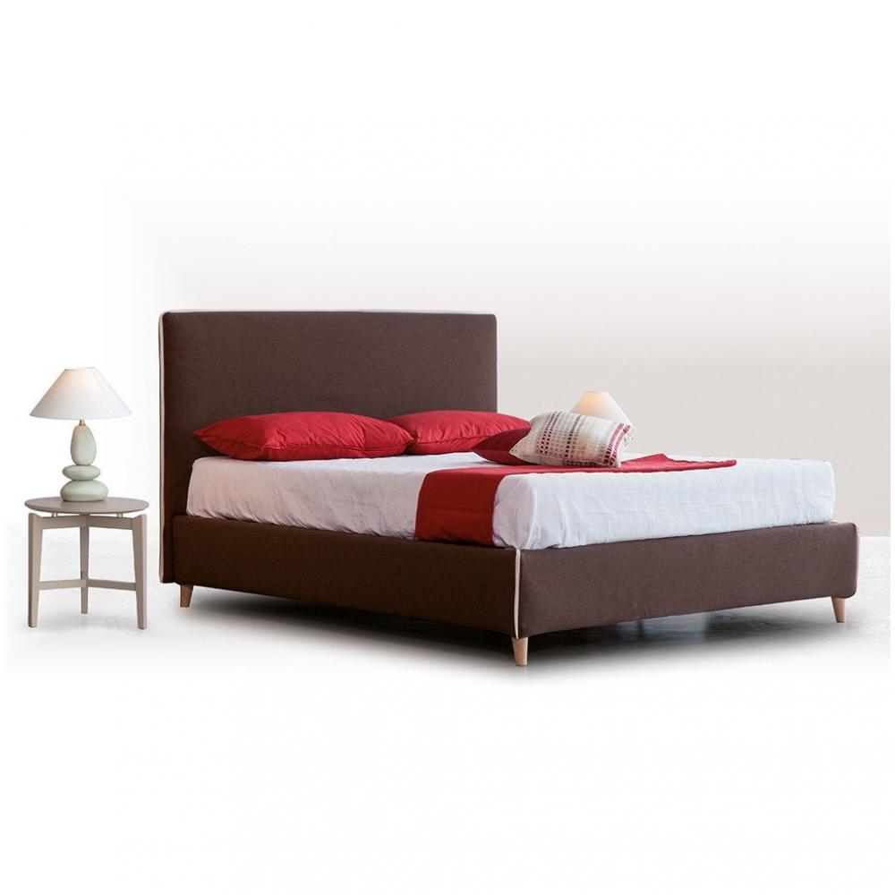 Lit coffre DARIOS couchage 120x200 cm  tissu Queens marron