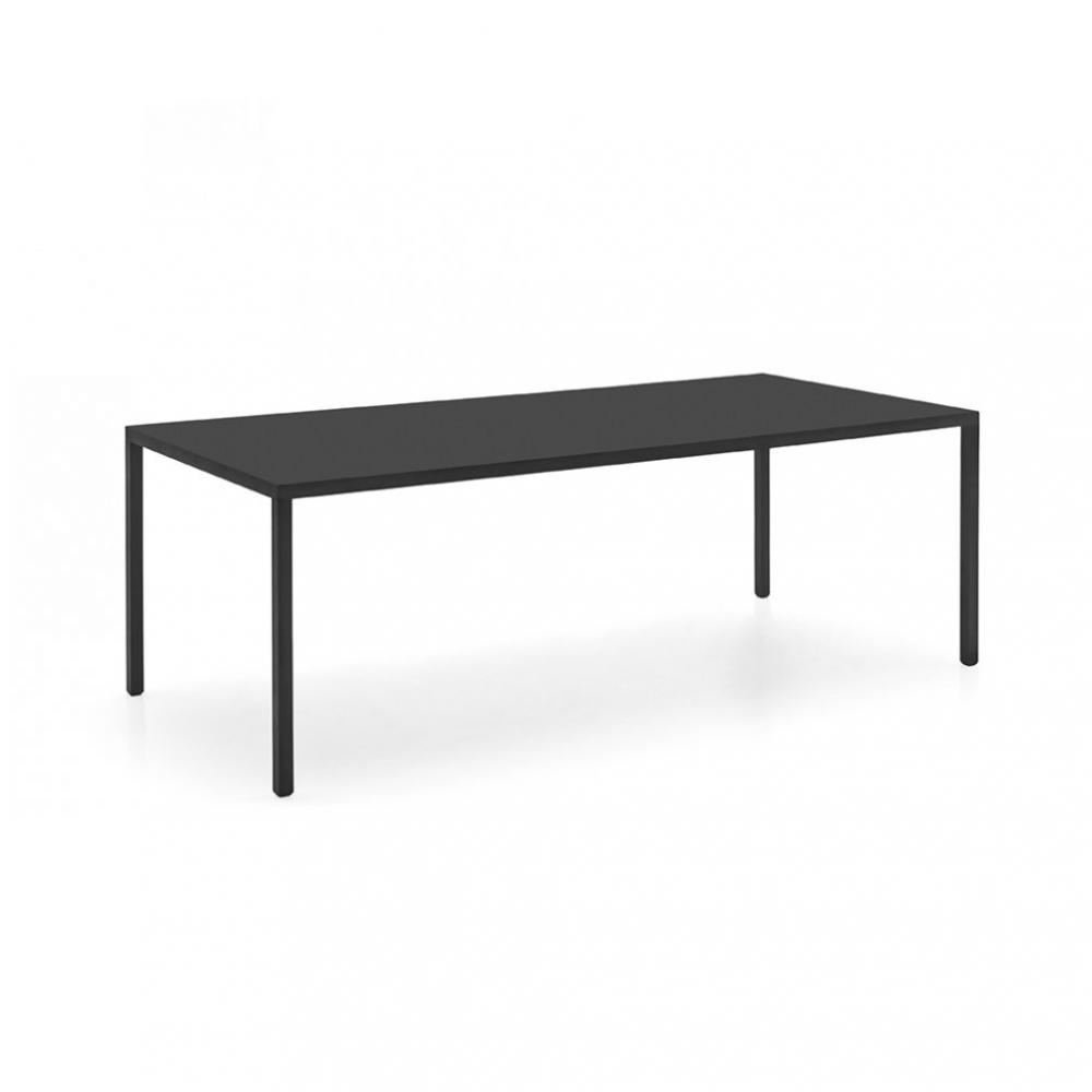 Table repas 6 couverts  IRON 160cm pieds métal plateau noir