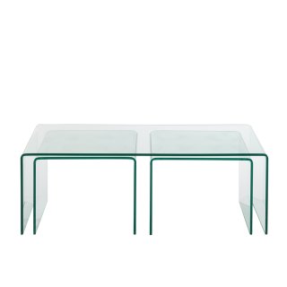 Set de 3 tables gigognes MAINTY en verre transparent