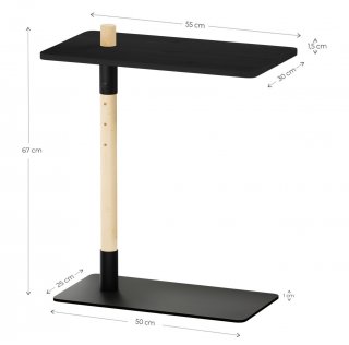 ADJUST table d'appoint hauteur réglable en pin laqué noir 55x30 cm