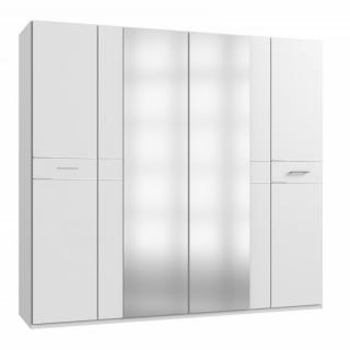 Armoire PARINI portes battantes 2 miroirs blanc/chrome