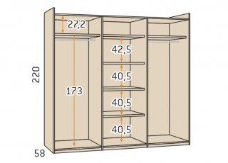 Armoire 3 portes coulissantes 296,2 x 220 couleur Arios frange Blanco Laquée porte miroir centrale