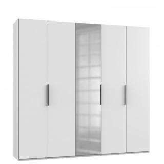 Armoire de rangement LISBETH 4 portes blanc 1 miroir 250 x 236 cm hauteur
