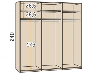 Armoire 6 portes Kubica 298,4 x 240 3 tiroirs Couleur Polar Cobalto Basalto Blanco Gris Pizzara Laquées  