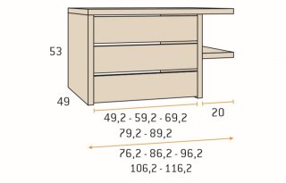 Armoire 6 portes Kubica 298,4 x 240 3 tiroirs Couleur Polar Cobalto Basalto Blanco Gris Pizzara Laquées  