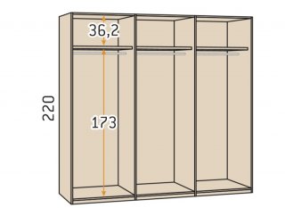 Armoire 6 portes 238,4 x 220 cm cadre Habana façade Habana Blanco Laquée poignée Perfil Gris