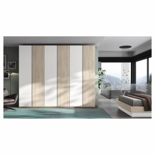 Armoire 6 portes 238,4 x 240 cm cadre Habana façade Habana Blanco Laquée poignée Perfil Gris