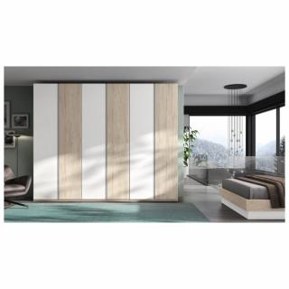 Armoire 6 portes 298,4 x 220 cm cadre Habana façade Habana Blanco Laquée poignée Perfil Gris