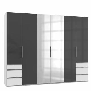 Armoire penderie LISEA 6 portes 6 tiroirs verre anthracite 300 x 236 cm HT