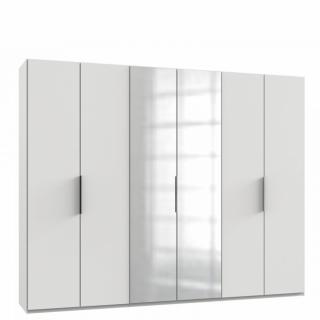 Armoire de rangement LISBETH 4 portes blanc 2 miroirs 300 x 236 cm hauteur