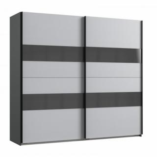 Armoire ALISTO 3 décor graphite, gris clair et verre gris