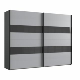 Armoire ALISTO 4 décor graphite, gris clair et verre gris