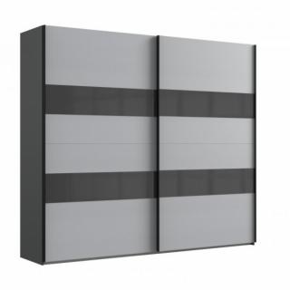 Armoire ALISTO 6 décor graphite, gris clair et verre gris