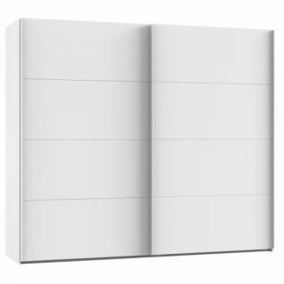 Armoire portes coulissantes RONNA blanc poignées aluminium mat largeur 225 cm