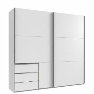 Armoire coulissante LISBETH 2 portes 3 tiroirs décor blanc 250 x 236 cm hauteur