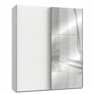 Armoire coulissante LISBETH 1 porte blanc 1 miroir 200 x 236 cm hauteur