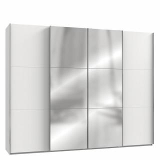 Armoire coulissante LISBETH 2 portes miroirs système amortisseurs blanc 300 x 236 cm hauteur