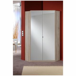 Armoire dressing d'angle COOPER 2 portes miroirs 95*95 chêne