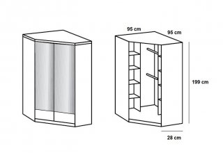 Armoire dressing d'angle DINGLE 2 portes miroirs 95*95 blanche