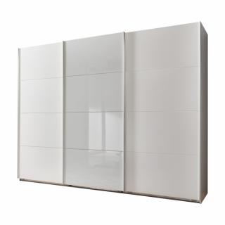 Armoire ESTA blanc et verre blanc 3 portes coulissantes 270x210cm