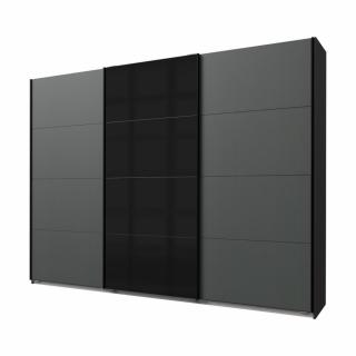 Armoire ESTA graphite et verre noir 3 portes coulissantes 270x210cm