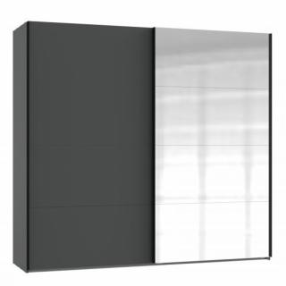 Armoire coulissante RONNA 1 porte graphite 1 porte miroir poignées noires largeur 180 cm