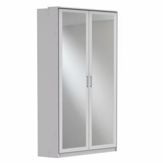 Armoire d'angle LAVAL miroir décor béton et blanc 2 portes