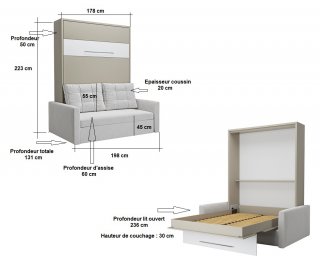 MYKONOS SOFA armoire lit escamotable 160 x 200 cm personnalisable