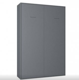 Composition armoire lit escamotable SMART-V2 gris mat Couchage 160 x 200 cm armoire 2 portes + angle