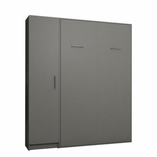 Composition armoire lit escamotable SMART-V2 gris mat Couchage 140 x 200 cm colonne armoire