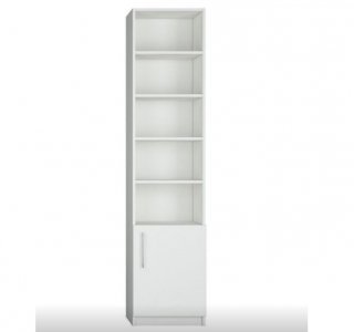 Composition armoire lit SMART-V2 façade blanc brillant 140*200 cm colonnes blanc mat