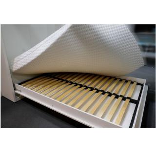 Armoire lit horizontale escamotable STRADA-V2 structure gris graphite mat façade blanc brillant couchage 160*200 cm.