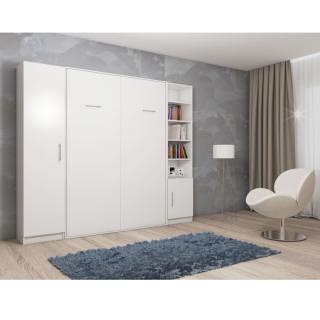 Composition armoire lit escamotable SMART-V2 blanc mat Couchage 160cm  2 colonnes rangements