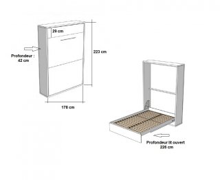 Armoire lit escamotable CYCLADE ouverture assistée 160*200 cm personnalisable